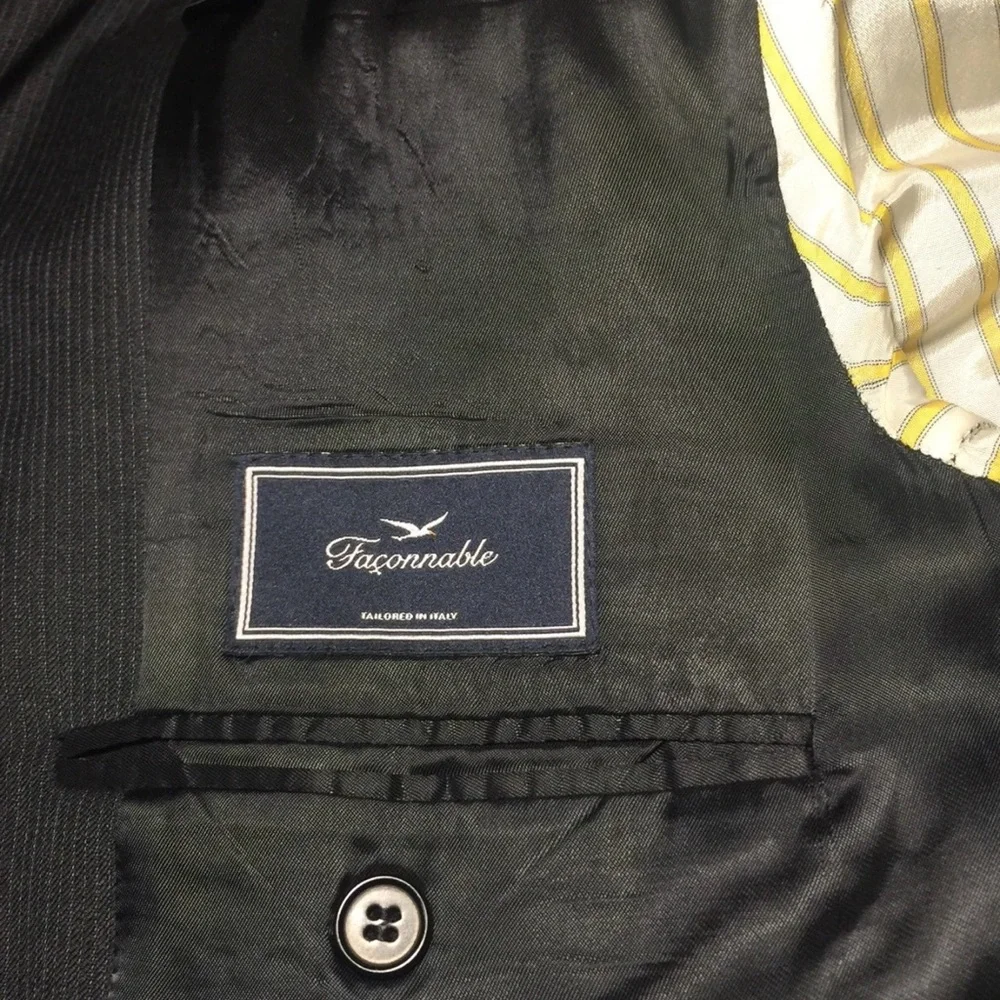 Faconnable Dark Gray Italian‎ Wool Men's Suit Jacket